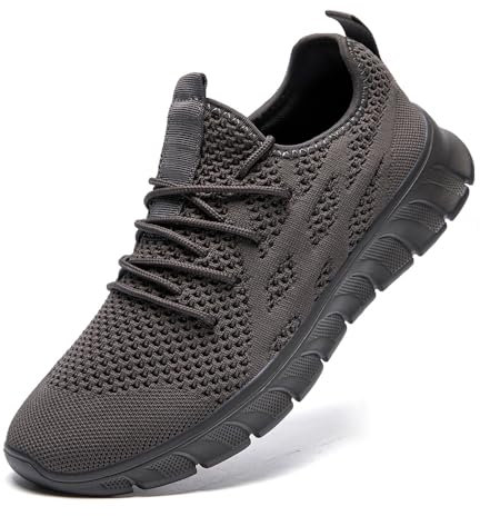 LANGFEUU Zapatillas Deportivas de Ocio para Hombres cómodas y Transpirables Zapatillas de Fitness Trotar Entrenamiento de Tenis Voleibol Moda Ligera Gris EU 40