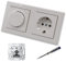 EBROM SET IDEE: Merten MEG5134-0000 LED Drehdimmer Dimmer + Dimmerscheibe MEG5250-0319 und Steckdose MEG2301-0319 in polarweiß glänzend System M Smart inkl. EBROM Phasenprüfer zur Montage der Geräte