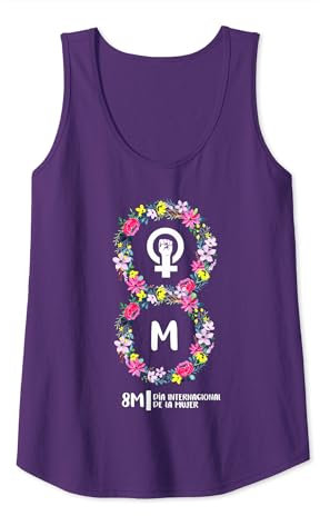 Mujer 8M Marzo Símbolo Feminismo Día Internacional la Mujer Lila Camiseta sin Mangas