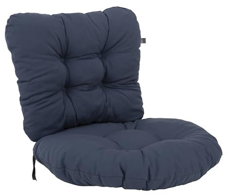 PATIO Rattansessel Auflage 55 cm Marocco 2 teilig Sitzkissen mit Rückenlehne gesteppt Schnüren Innen & Außen Marineblau