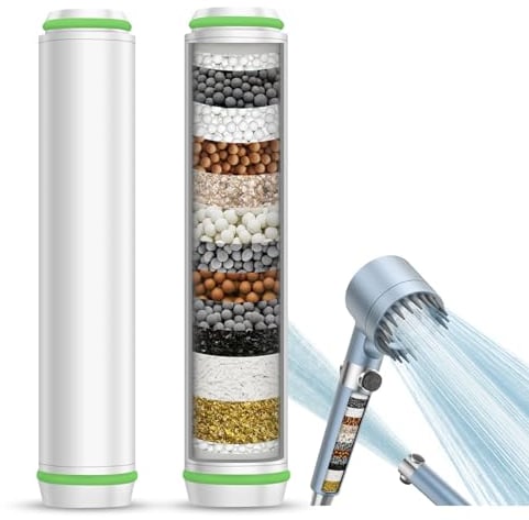 2er Pack Filter für Duschkopf, Nur für Asin:B0CX94PPVQ, B0D9VR54ST, DIGIROOT 15 Schichten Duschfilter für Kalkhaltiges Wasser, Shower Filter Entfernung von Chlor, Schwermetallen