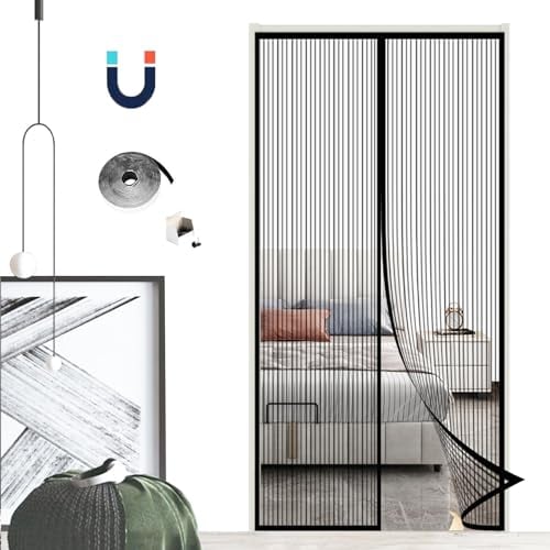 Zanzariera Magnetica Porta,Mani Libere Auto Chiusura Zanzariera Porta Finestra,Rete Tenda Porta Magnetica Facile Montaggio, Porte per Balconi Portefinestre-Black A||70x200cm(27x78inch)