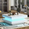KOMHTOM Table basse blanche avec LED - Table d'appoint carrée moderne pour salon et chambre à coucher (blanc)
