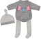 ZWOOS Puppenkleidung 35-43 cm für New Born Baby Puppen, Graues Häschen-Set, Geschenke für Mädchen, Kinder