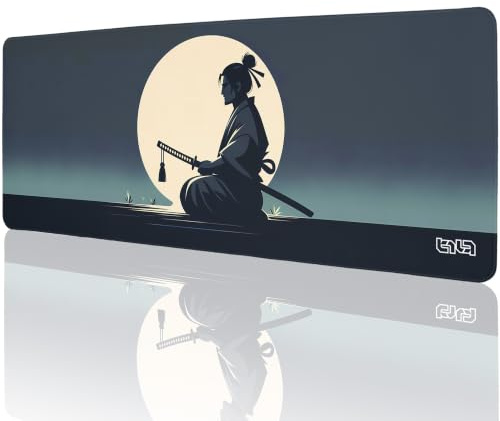 Tilt Gaming Mauspad 800x300 mm - 4 mm rutschfeste Schreibtischunterlage Groß - Speed-Oberfläche & HD-Druck - Maschinenwaschbar Mousepad XL für Gaming und Büro - Samurai Calm Desk Mat