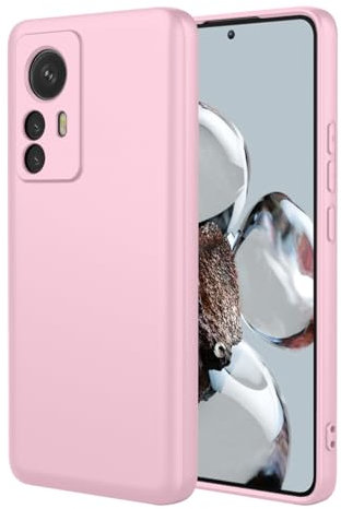 UPLAI Cover per Xiaomi 12 Lite 5G, Ultra Sottile Setoso Silicone Liquido Antiurto Custodia con Premio Fodera Fibra, Morbido TPU Elegante Caso. Rosa