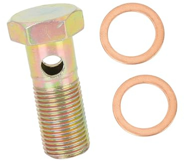 A ABSOPRO Hohlschraube M16x1,5mm Für Auto Motorrad Bremsen Zubehör 1 Stück | Bronzeton, 48x25mm, Metall, Für Sportfahrrad, Roller, 2 Unterlegscheiben, Adapter, Sechskantkopf, Artikelaustausch