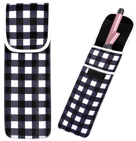 Heat-Resistant Storage Bag Travel Case Cover Pouch for Hair Straightener Curling Iron Flat Iron (Black Lattice)