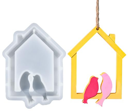 Silikonformen Gießformen Vogel, Vogel Silikonform Anhänger, 3D Vogel Haus Silikonform Gießform, Gießformen Silikon Vogel Epoxidharz Formen Giessformen Silikon Gießform Vogel für Gips, Handwerk
