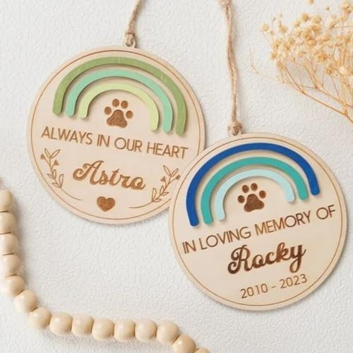 Personalisierte hängende Verzierung für Weihnachten, personalisierbar, Gedenk-Weihnachtsschmuck, Hunde-Weihnachtsbaumschmuck, individuelle Holz-Weihnachtsschmuck