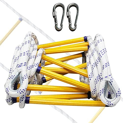 BLYXINVORA Not-Flucht-Strickleiter, Feuerfeste Rettungsfensterleiter 5m-30m, Feuerleiter, Schwere Multifunktionsleiter mit Karabinern, Tragfähigkeit Bis Zu 450 Kg,82FT/25M