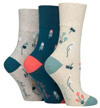 SockShop RHS Royal Horticultural Society Women's Socks - RHS x Gentle Grip Floral & Botanical Patterned, Soft Cotton Socks, Gift for Gardeners, Size 4-8 Multipack of 3 Pairs