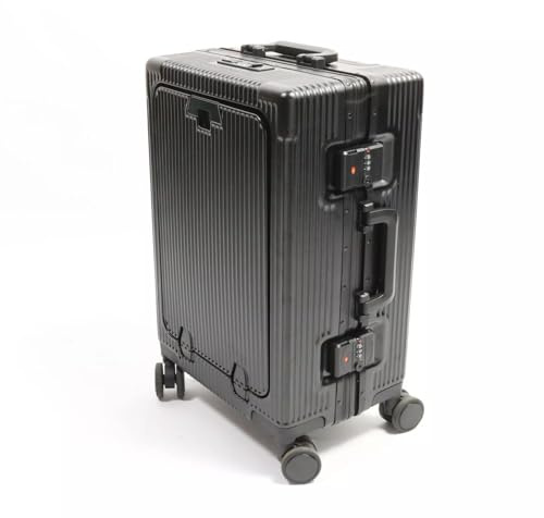 TCTNT Valise en aluminium avec compartiment pour ordinateur portable 20 + porte-gobelet – Noir
