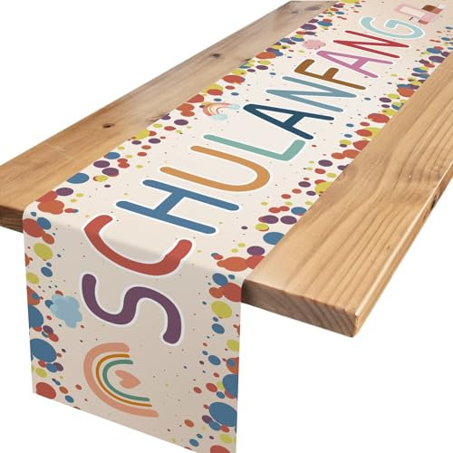 Xinvery Tischdeko Einschulung,Regenbogen Schulanfang Deko Tischläufer Tischband für Schulkind Schulanfang Schuleinführung Schulstart Party Dekoration 180 x 35cm
