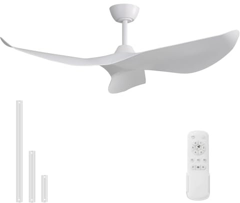 Sofucor Deckenventilator mit Fernbedienung, 132cm Deckenventilator für Schlafzimmer, 3 Flügeln, 6 Geschwindigkeiten, Timer, DC Motor, Sommer-Winterbetrieb, Leise Deckenventilator für Wohnzimmer
