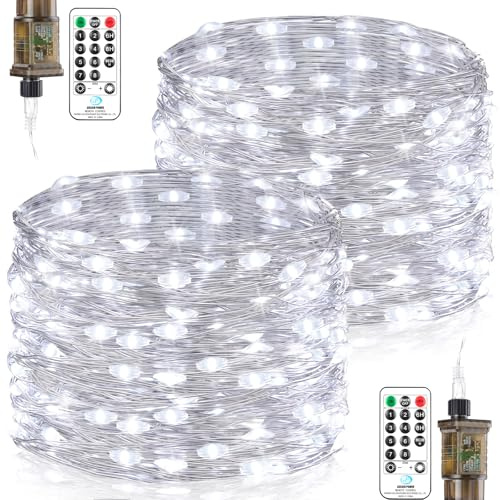 23M LED Lichterkette Innen mit Stecker, 200 Led Lichterkette aus Kupferdraht, Kaltweiß Lichterketten Strom Wasserdicht Timer 8 Programm für Außen Innen Weihnachten Halloween Hochzeit Garten Party Deko