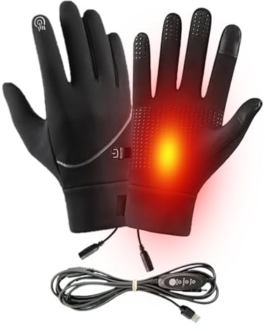 Lueear Guantes térmicos de invierno con calefacción USB, guantes térmicos para pantalla táctil, resistentes al viento, para hombres y mujeres, correr, ciclismo, esquí, montañismo, actividades al aire
