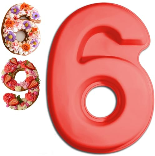 Teouuas Kuchenform Zahlen, Silikon Backform Zahlen Groß, Silikon Backform Zahl Nummer 6 Oder Nummer 9, Zahlens Backforms, für Kindergeburtstag, Hochzeit Jubiläum, Geburtstagstorte
