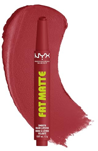NYX Professional Makeup, Fat Matte Smooth Color Lipstick, soft-mattes Finish mit cremiger Textur, intensive Farbe mit jedem Klick, leichte vegane Formel, Farbton: Mauve Cloud