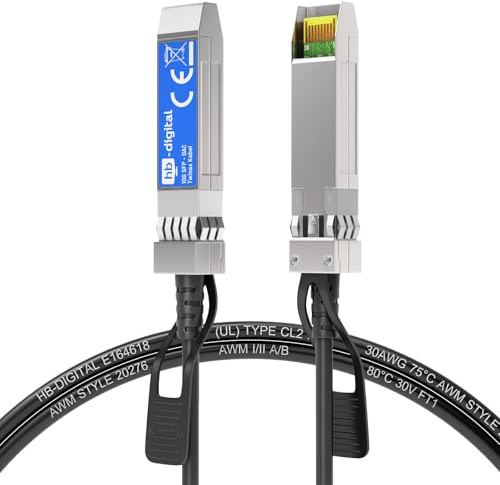 HB-DIGITAL 0,5m 10G SFP+ DAC Kabel Twinax Direct Attach Copper AWG30 1G bis 10Gbit/s Passiv SFP+ auf SFP+ Geeignet für Cisco, Mikrotik, Ubiquiti, TP-Link, D-Link, Netgear