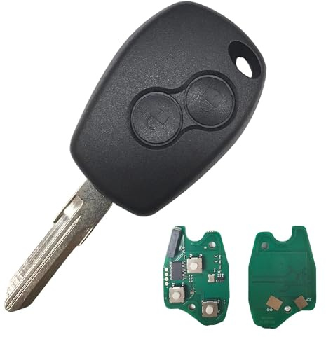 Heart Horse FSK 433MHz Clé de Rechange Télécommande pour Re n Ault Twingo Trafic Symbol Dacia Duster Logan Sandero (2013-2016), 2 Boutons Coque de Clé à Distance avec 4A PCF7961M Chip VAC102 Lame