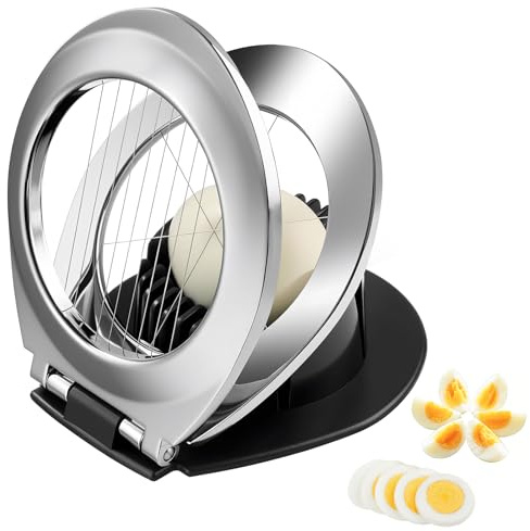 Egg Slicer for Boiled Eggs, Boiled Egg Cutter with Stainless Steel Wire | 2 in 1 Multifunctional Egg Slicer for Hard Boiled Eggs, Egg Cutter for Evenly Slicing Boiled Eggs Ham Banana and Strawberry