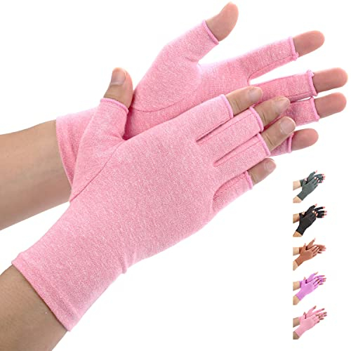 Duerer Arthritis Handschuhe - kompressionshandschuhe für Rheumatismus und Arthrose - bieten Arthritis Gelenkschmerzen Linderung der Symptome - Rheuma Fingerlose handschuhe damen(Rosa, S)