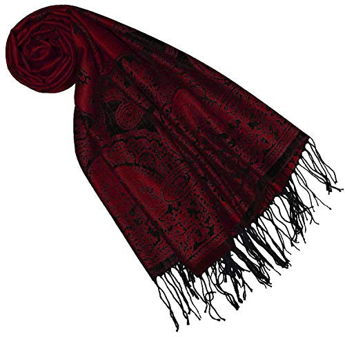 Lorenzo Cana Designer Pashmina Marken Schal gewebtes Pasielymuster Damast - Webart 70 cm x 180 cm Naturfaser Modal Schaltuch Schal Jacquardtuch rot 9331877