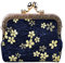 Oyachic Floral Porte Monnaie Flower Coin Purse Portefeuille Fermoir Clic Clac Vintage Femme Pochette pour Carte, Cosmétique, Clés,Pièces(Bleu Marin)