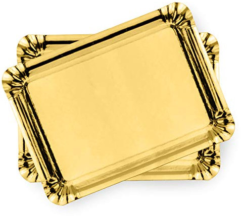 Extiff - Lote de 50 bandejas de cartón Doradas para Tartas o aparador frío, 16 x 22 cm dorado