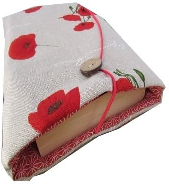 Protège livre handmade, couverture 6 formats, pochette 3 formats, couvre-livre en tissus coton coquelicot