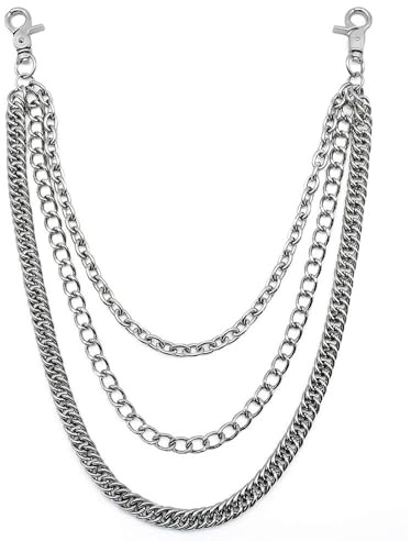 1 Pack Pants Chain Triple Chains Metal Wallet Chain for Men Women