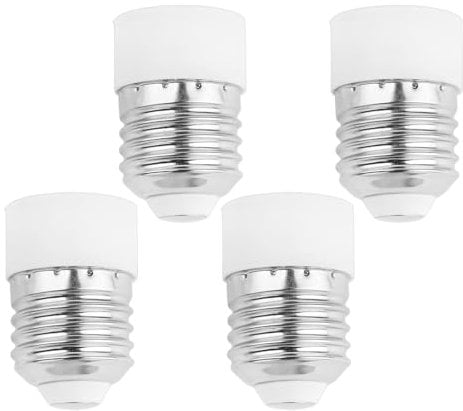 Akynite E27 to E14 Adapter, Large to Small Screw Socket Converter, 4-Pack, White, Metal & High-Temperature Resistant Plastic, Modern Style, Energy Efficient, Indoor Use, LED Compatible