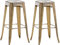 CLP Lot De 2 Tabourets De Bar Joshua V2 Métal I Chaise Haute Design sans Dossier | Tabouret Empilable 4 Pieds Repose-Pieds | Style Industriel, Couleur:Or