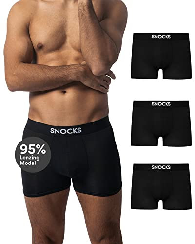 Snocks Boxer Homme Microfibre Modal Lot de 3 Calecons Hommes en Modal 3X Noir Taille M (Medium) Caleçon Homme Boxer Shorty sous Vetement Calcon Hommes