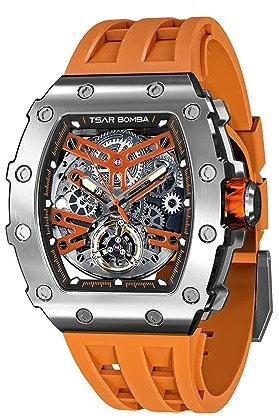 TSAR BOMBA Herrenuhr Automatik Uhren Herren Wasserdicht Herrenuhren Chronograph m?nner Armbanduhr für Herren Eleganz Edelstahlgehäuse/Kohlefaser/Diamantgehäuse/Harz