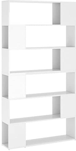 vidaXL Bücherregal Raumteiler Standregal Aktenregal Wandregal Regal Raumtrenner Aufbewahrung Büroregal Mehrzweckregal Hochglanz-Weiß 100x24x188cm