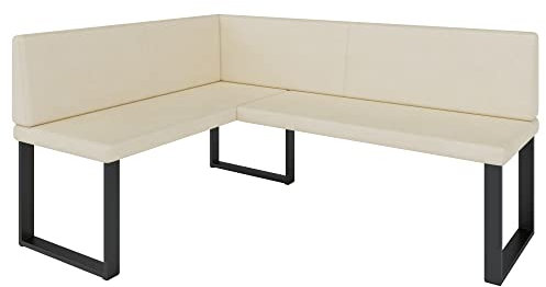 Eckbank Akiko Metal - Eckbankgruppe für Ihrem Esszimmer, Küche modern, Sitzecke, Essecke. Perfekt für Küche, Büro und Rezeption. Solide und Starke Verarbeitung. (Soft 18, 128x168cm Links)