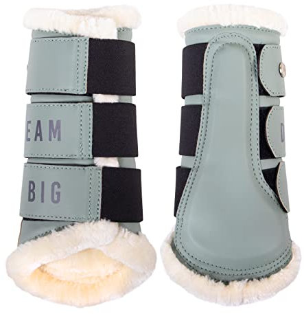 QHP Gamaschen Equestrian Dream Kunstfellfutter Klettverschlüsse (XL, Dusty Olive)