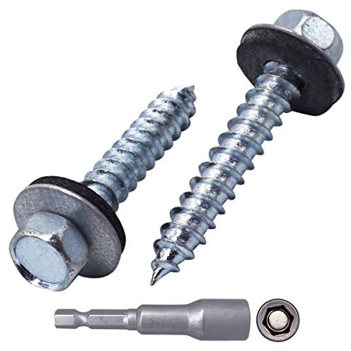 SKIR'CO Tornillos para techos chapados en zinc, 6,5 x 38 mm, tornillos autorroscantes con arandelas EPDM, cabeza hexagonal