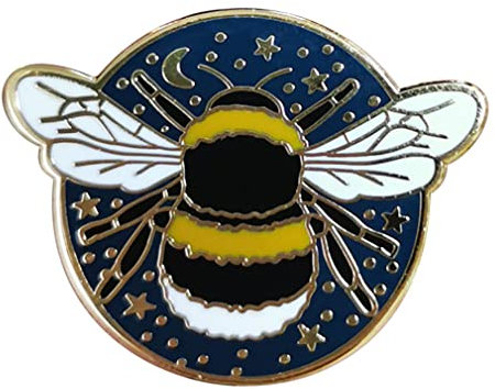 Broche Bumblebee en forme d'étoile et de lune pour artiste,Bijoux brillants,Cadeau souvenir d'étude,Broche en forme d'étoile et d'abeille peinte à l'huile, Métal, Sans pierre précieuse