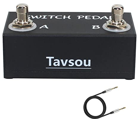 Tavsou Dual-Fußschalter für Gitarren-Effektpedal mit TRS-Hilfskabel, lang (Entriegelung des Doppelschalters)