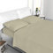 LARA MORADA Set Completo Letto Lenzuola Made in Italy in microfibra Tinta Unita Jacquard Matrimoniale 2p fango