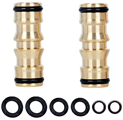 YAAVAAW 2-Pack Brass Double Male Hose Connectors, 16*45mm, Compatible with 1/2 Inch Quick-Connectors, Fits Standard Hozelock Connectors, Ideal for Gardening, Car Washing & More