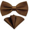 AUSUAYA Herren Fliege Einstecktuch Set, Unisex Design Fliege und Taschentuch für Hochzeit oder Business Formal Tuxedo M-B-T6 (Braun)
