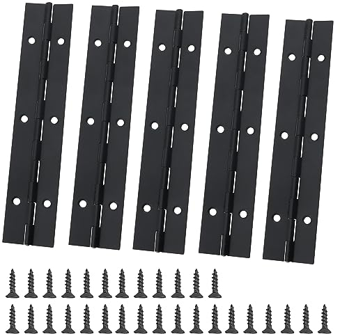 FAURAPMNG 5 PCS Charnières de porte d'armoire, 15cm de long Charnières de piano en acier inoxydable, Charnières de piano en nickel, Charnière de porte d'armoire pliante avec vis