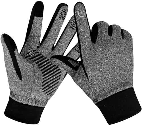 Yomersiah Handschuhe Winter Thermo Touchscreen Damen Herren Kinder, Winddicht Warm Fahrradhandschuhe Frau Mann, Winterhandschuhe für Fahrrad Joggen MTB Golf Walking Fussball Laufen (Grau, L)