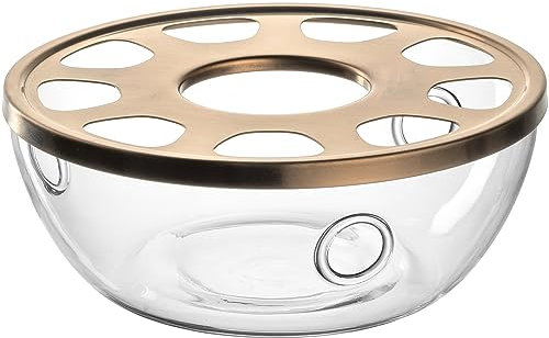 LEONARDO HOME Tè per Te Stövchen für Teelicht - Aus Borosilikatglas mit Abdeckung aus Metall - Handarbeit - Höhe 6,5 cm, Ø 15 cm - Spülmaschinenfest - 1 Teewärmer klar, 077393