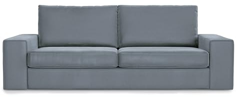 MASTERS OF COVERS Ersatzbezug Kompatibel mit Kivik 3 Sitzer Sofa, Kivik 3 Sitzer Sofabezug, Kivik Bezug, Kivik 3er Bezug, Kivik Loveseat Bezug, 228 x 95 x 83 cm (Stahlgrau, Premium-Samt)