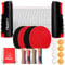 Tischtennisschläger Set Profi, Tischtennis Set mit 2 Tischtennis Schläger, Einziehbarem Netz, 8 Tischtennis Bälle und 1 Tragetasche, Ping Pong Set für Indoor Outdoor Kinder Erwachsene